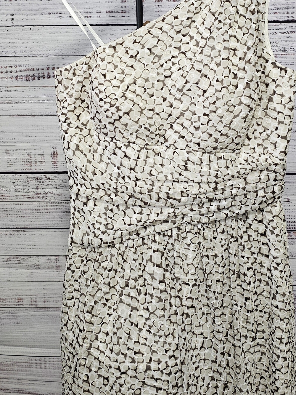 Max & Cleo One-Shoulder Cream Printed Women’s Dress